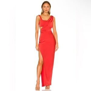 Revolve NBD Andrei Red Cutout Satin Gown Size Small